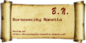 Borsoveczky Nanetta névjegykártya
